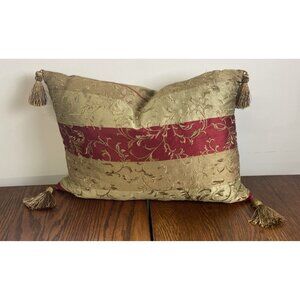 Shanghai Orient West Accent Pillow 16" x 21" Feather Bronze Burgundy Stylish